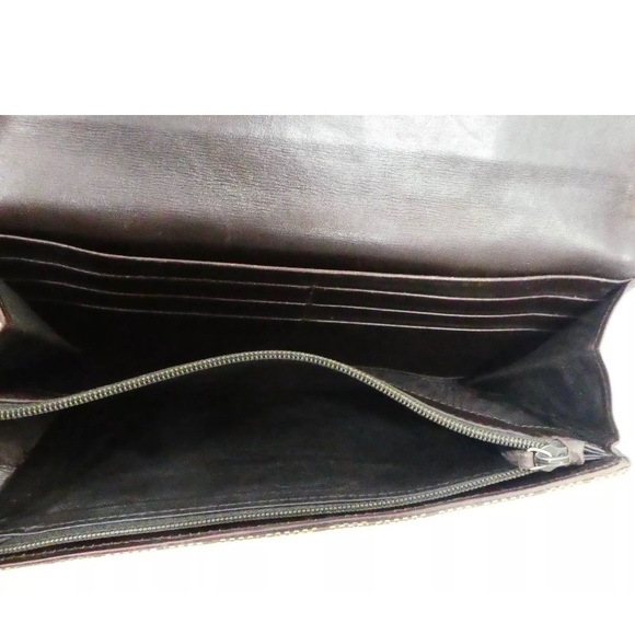 Authentic GUCCI GG Monogram Bamboo Brown/Gold Canvas Bifold Wallet 129166-2778 - Picture 11 of 14